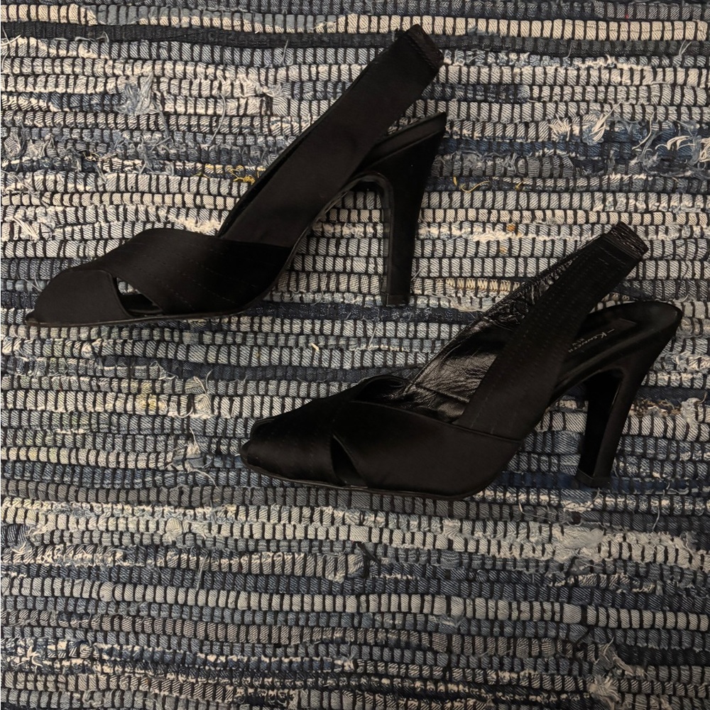 Kenneth Cole Black Satin Heels